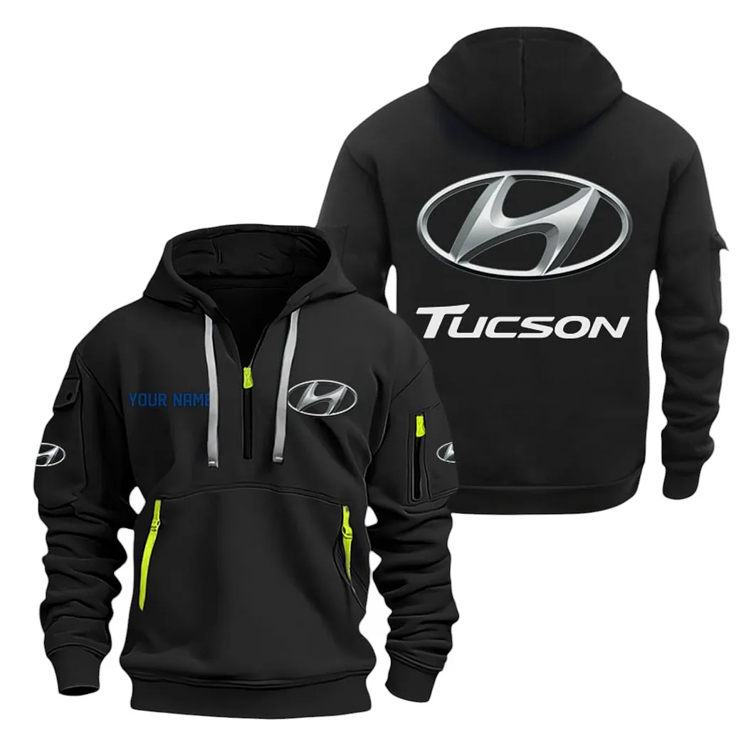 Hyundai Tucson Half Zip Hoodie For Men, Gift For Hyundai Tucson Lovers CAR20022125731 - Black