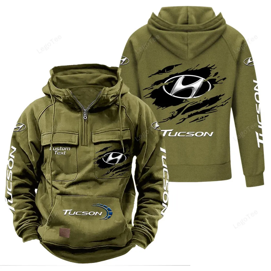 Hyundai Tucson Tactical Quarter Zip Hoodie, Gift For Hyundai Tucson Lovers, Gift For Him, Husband, Boyfriend - Army Green CAR122021425023-1