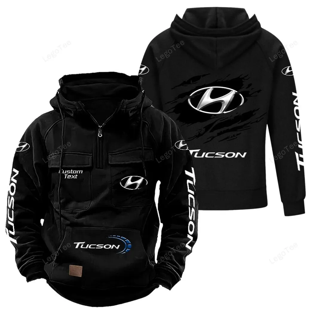 Hyundai Tucson Tactical Quarter Zip Hoodie, Gift For Hyundai Tucson Lovers, Gift For Him, Husband, Boyfriend - Black CAR122021425023-2