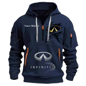 Infiniti Half Zip Hoodie CAR113021425850, Best Gift for Him, Husband, Boyfriend - Navy