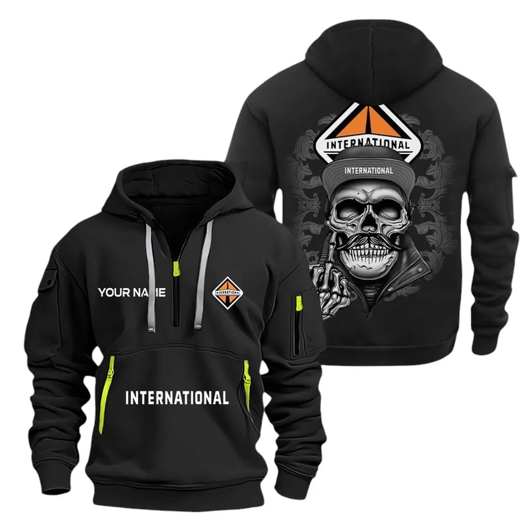 International Half Zip Hoodie For Men, Gift For International Fan CAR166022625220 - Black