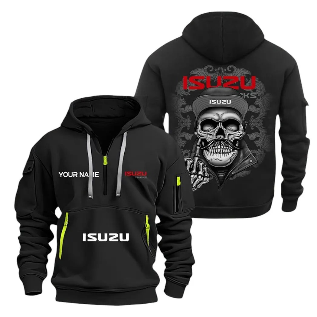 Isuzu Half Zip Hoodie For Men, Gift For Isuzu Fan CAR166022625223 - Black