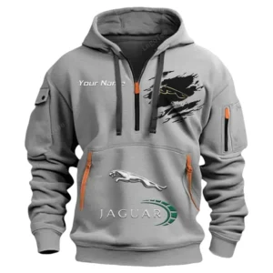 Jaguar Cars Half Zip Hoodie CAR113021425785, Best Gift for Him, Husband, Boyfriend - Gray