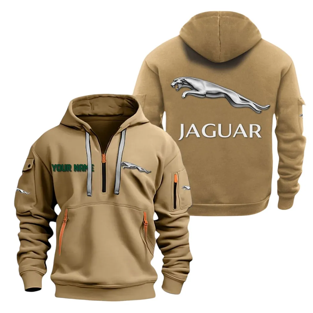 Jaguar Cars Half Zip Hoodie For Men, Gift For Jaguar Cars Lovers CAR20022125750 - Khaki