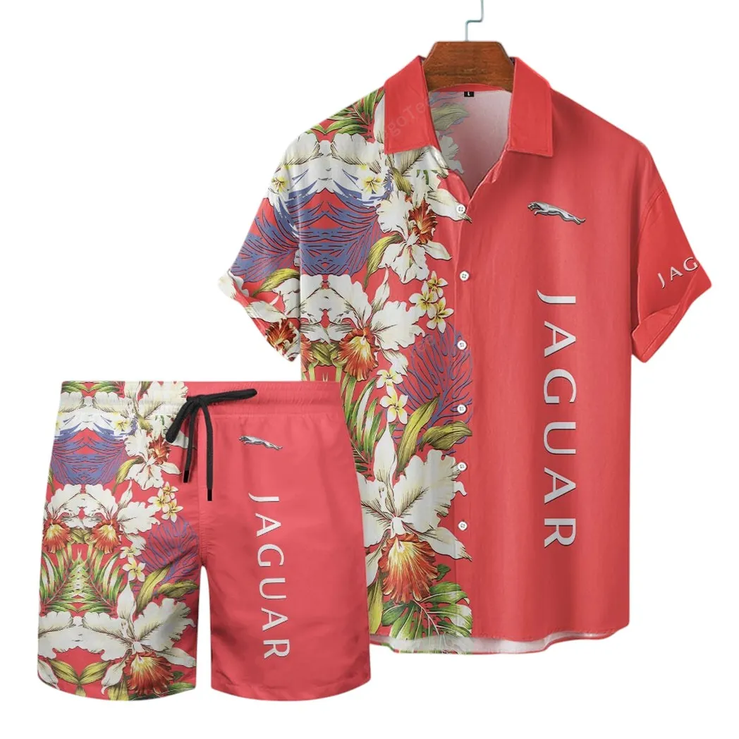 Jaguar Cars Hawaiian Shirt Set, Gift For Jaguar Cars Lovers, Gift For Him, Husband, Boyfriend CAR12303042506 - Red