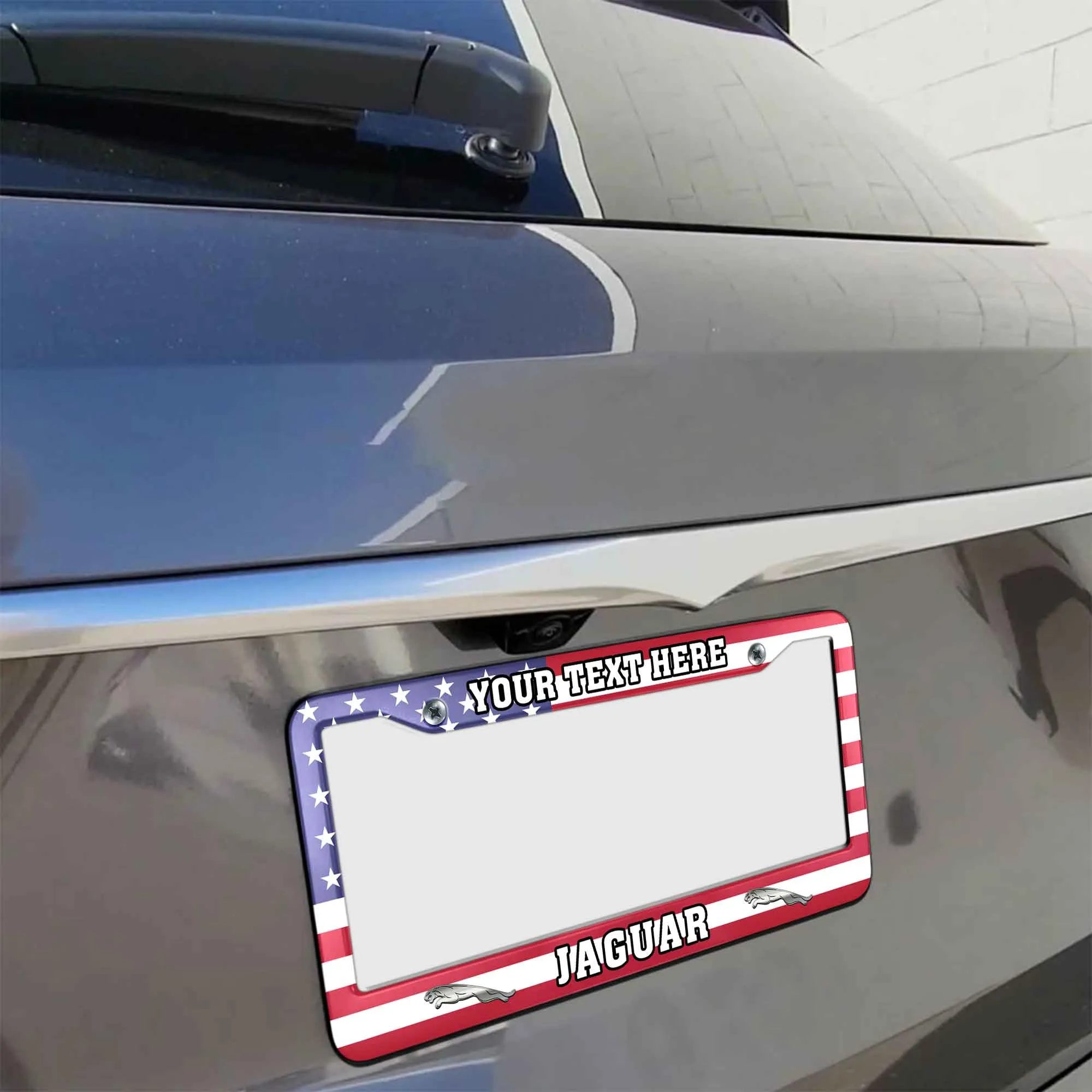 Jaguar License Plate Frame USA Flag Style, Gift For Jaguar Lovers LPF02030425912 - 2 Holes