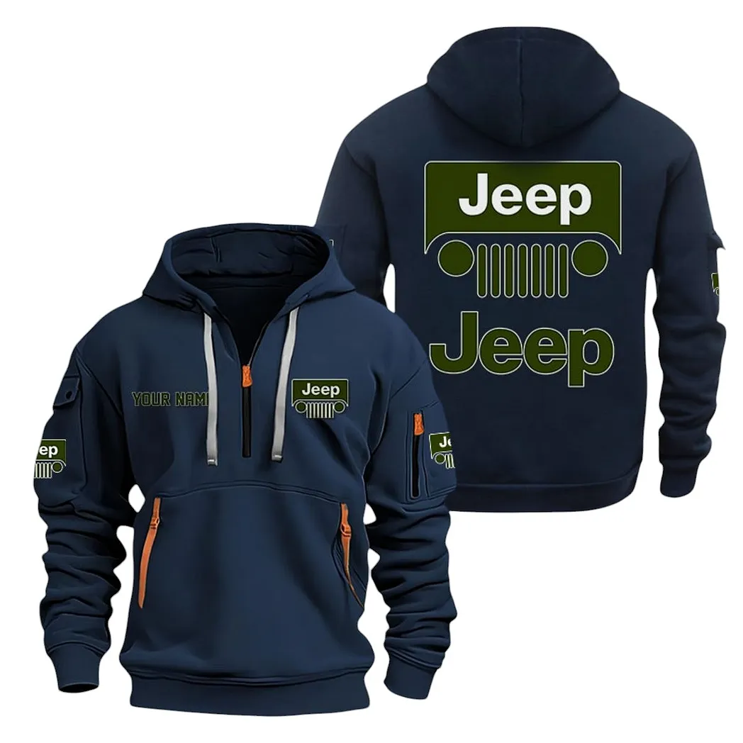 Jeep Half Zip Hoodie For Men, Gift For Jeep Lovers CAR20022125756 - Navy