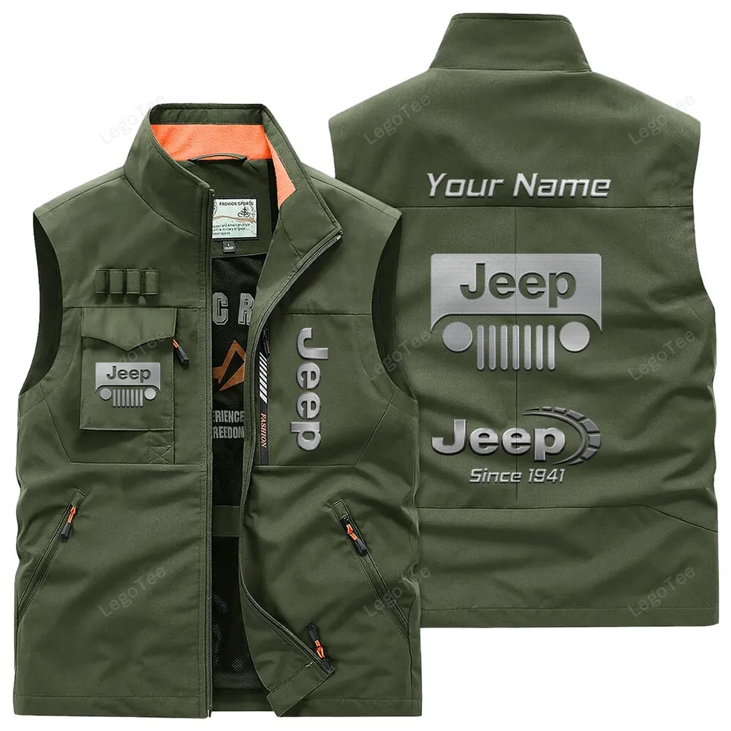 Jeep Outdoor Sleeveless Vest, Gift For Jeep Lovers, Gift For Him, Husband, Boyfriend - Army Green CAR131021325695-1