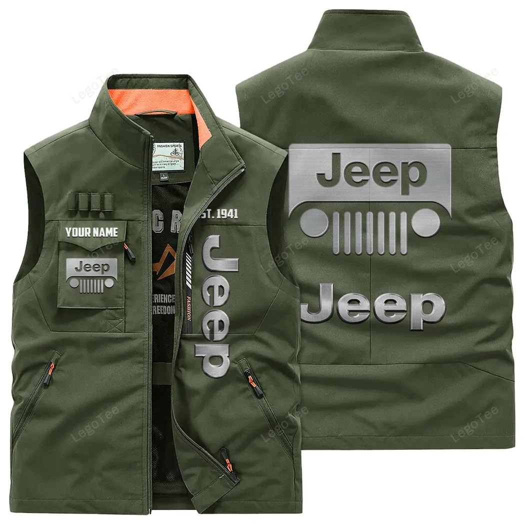 Jeep Outdoor Sleeveless Vest, Gift For Jeep Lovers, Gift For Him, Husband, Boyfriend - Army Green CAR132021325895-1