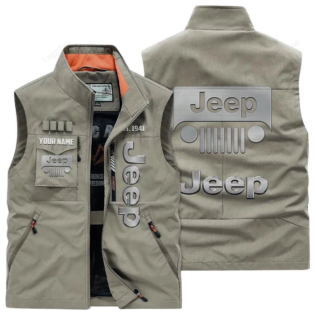 Jeep Outdoor Sleeveless Vest, Gift For Jeep Lovers, Gift For Him, Husband, Boyfriend - Khaki CAR132021325895-4