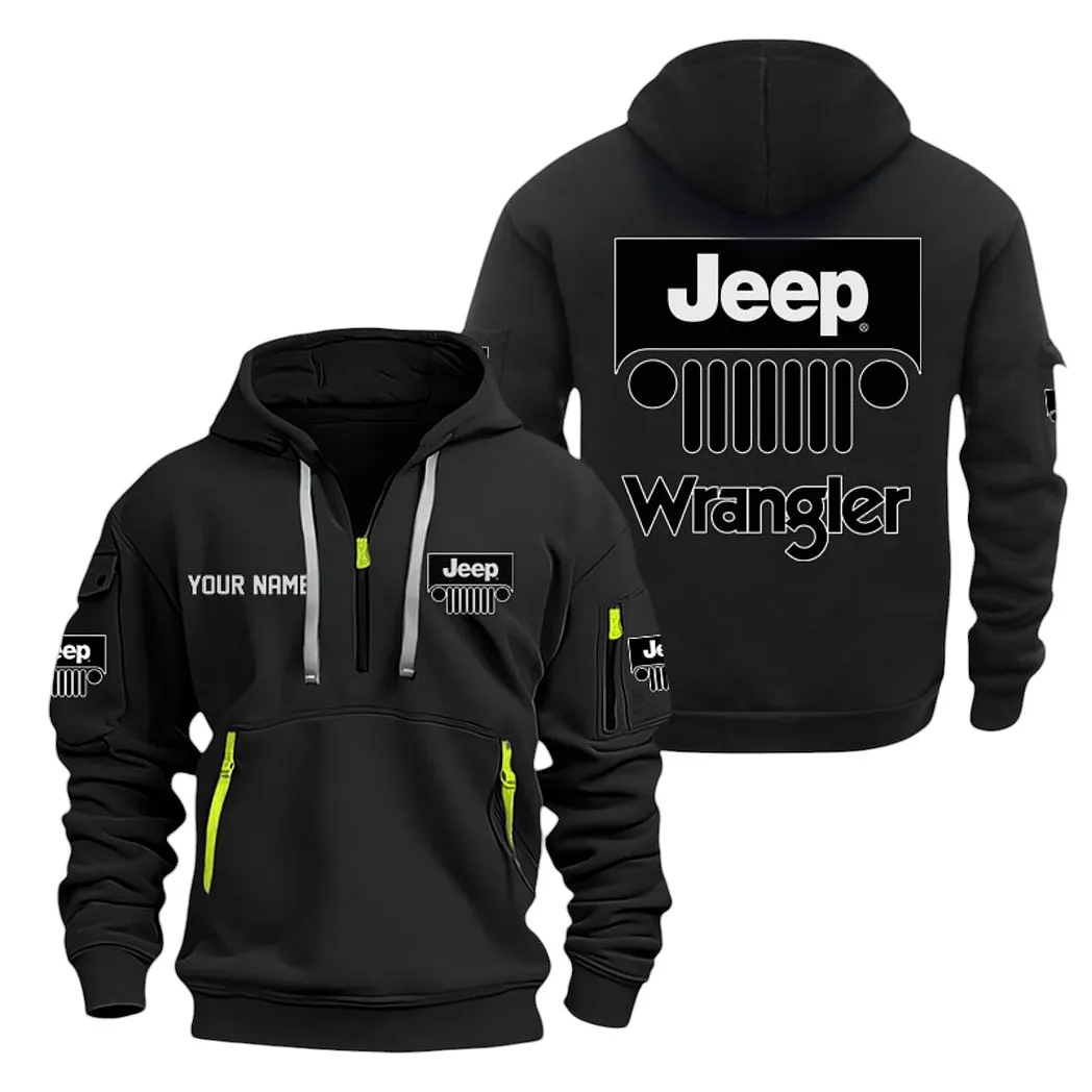 Jeep Wrangler Half Zip Hoodie For Men, Gift For Jeep Wrangler Lovers CAR20022125689 - Black