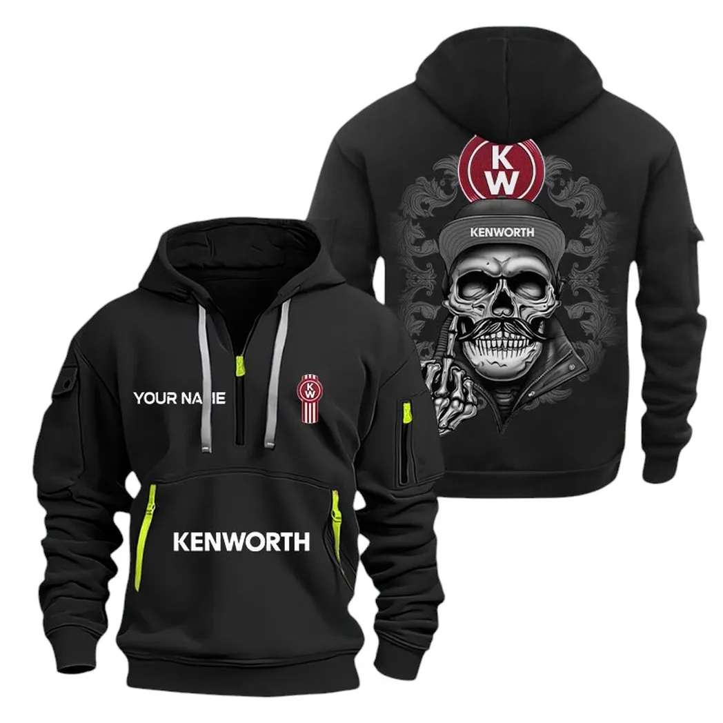 Kenworth Half Zip Hoodie For Men, Gift For Kenworth Fan CAR166022625216 - Black