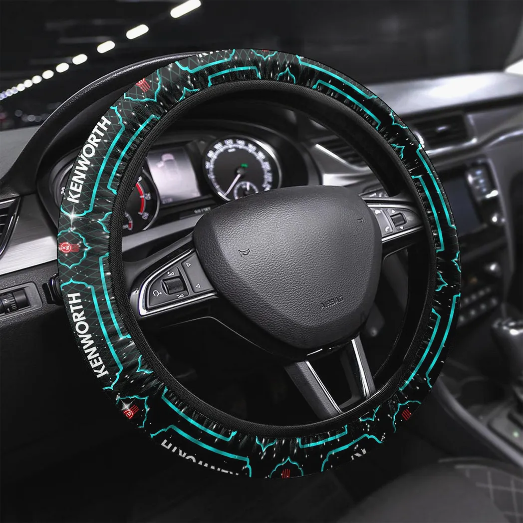 Kenworth Steering Wheel Cover, Gift For Kenworth Fan CAR146021725000 - Cyan