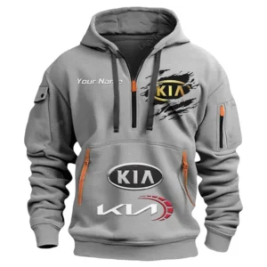 Kia Half Zip Hoodie CAR113021425831, Best Gift for Him, Husband, Boyfriend - Gray