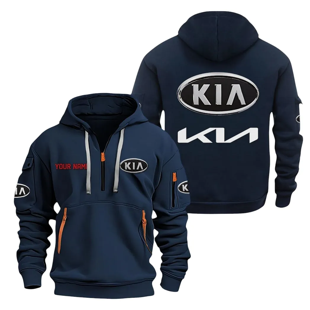 Kia Half Zip Hoodie For Men, Gift For Kia Lovers CAR20022125733 - Navy