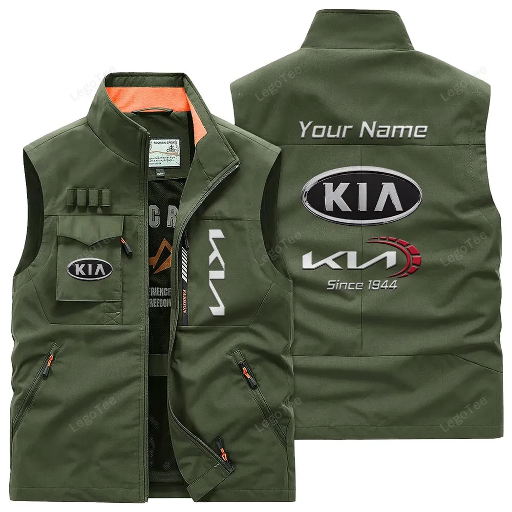 Kia Outdoor Sleeveless Vest, Gift For Kia Lovers, Gift For Him, Husband, Boyfriend - Army Green CAR131021325721-1