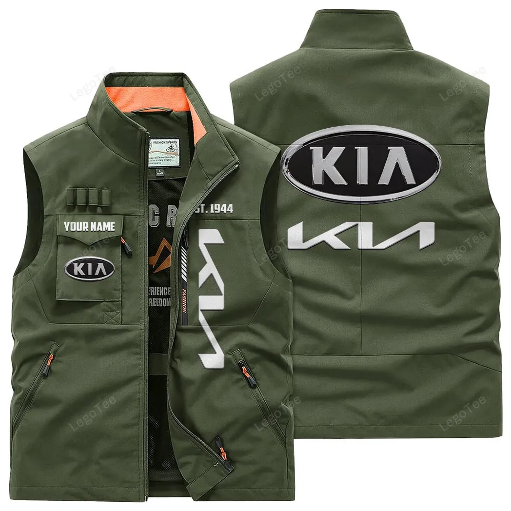 Kia Outdoor Sleeveless Vest, Gift For Kia Lovers, Gift For Him, Husband, Boyfriend - Army Green CAR132021325952-1