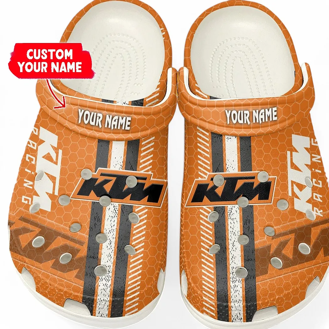 KTM Racing Crocs Shoes Gift For KTM Racing Lovers, Birthday Gift For Husband, Boyfriend CAR82022025613 - White