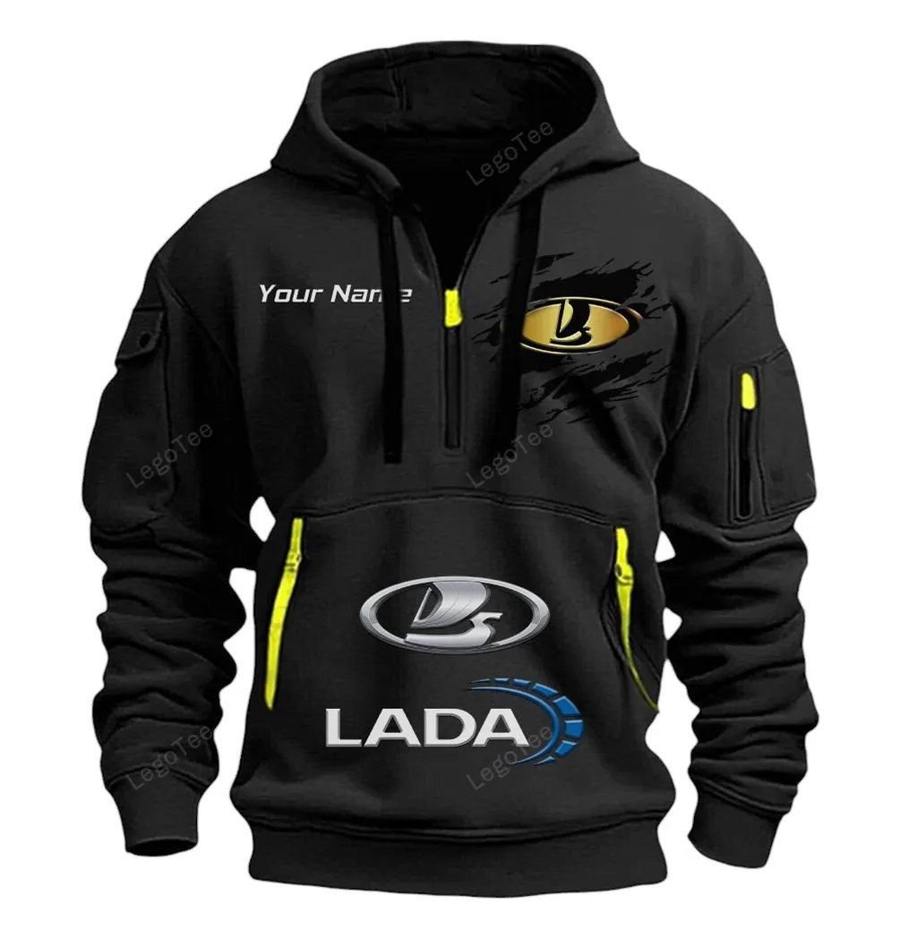 Lada Half Zip Hoodie CAR113021425825, Best Gift for Him, Husband, Boyfriend - Black