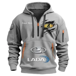Lada Half Zip Hoodie CAR113021425825, Best Gift for Him, Husband, Boyfriend - Gray