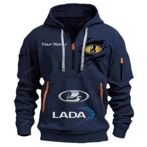 Lada Half Zip Hoodie CAR113021425825, Best Gift for Him, Husband, Boyfriend - Navy