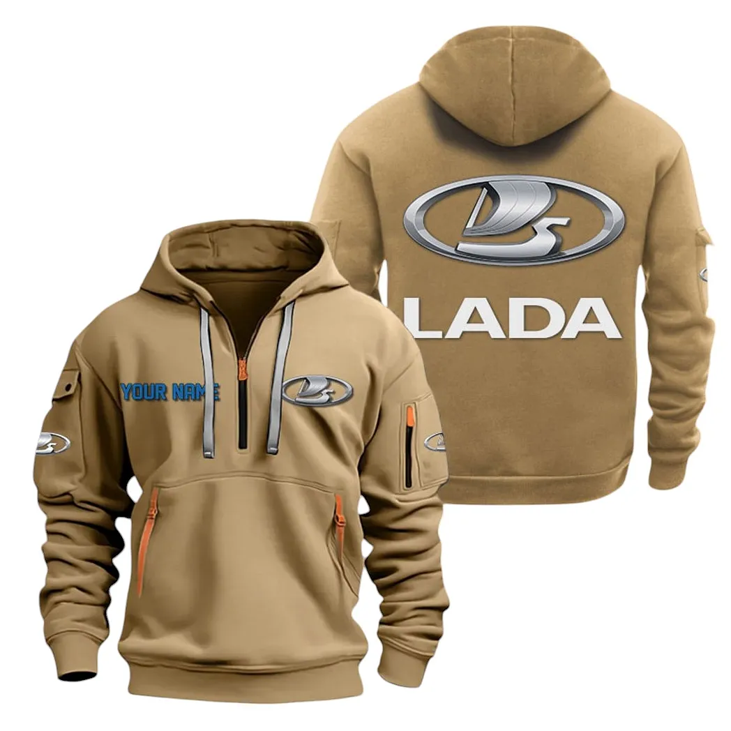 Lada Half Zip Hoodie For Men, Gift For Lada Lovers CAR20022125758 - Khaki