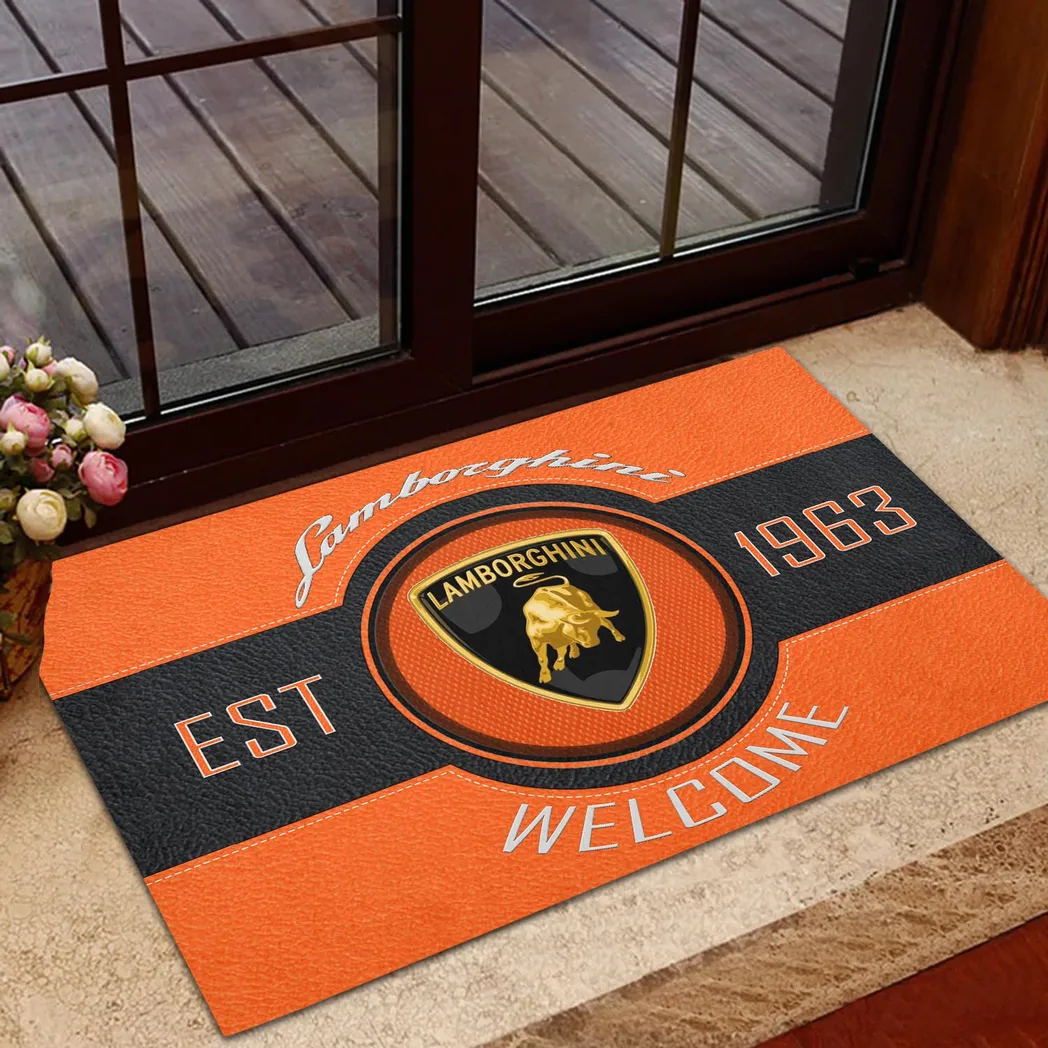 Lamborghini Doormat, Gift For Lamborghini Lovers, Gift For Him, Husband, Boyfriend CAR16902262534 - Orange
