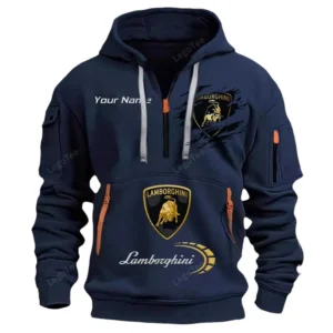 Lamborghini Half Zip Hoodie CAR113021425803, Best Gift for Him, Husband, Boyfriend - Navy