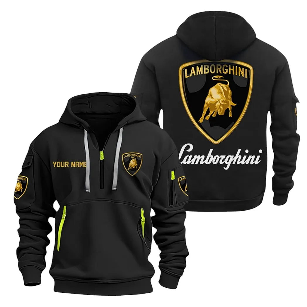 Lamborghini Half Zip Hoodie For Men, Gift For Lamborghini Lovers CAR20022125685 - Black