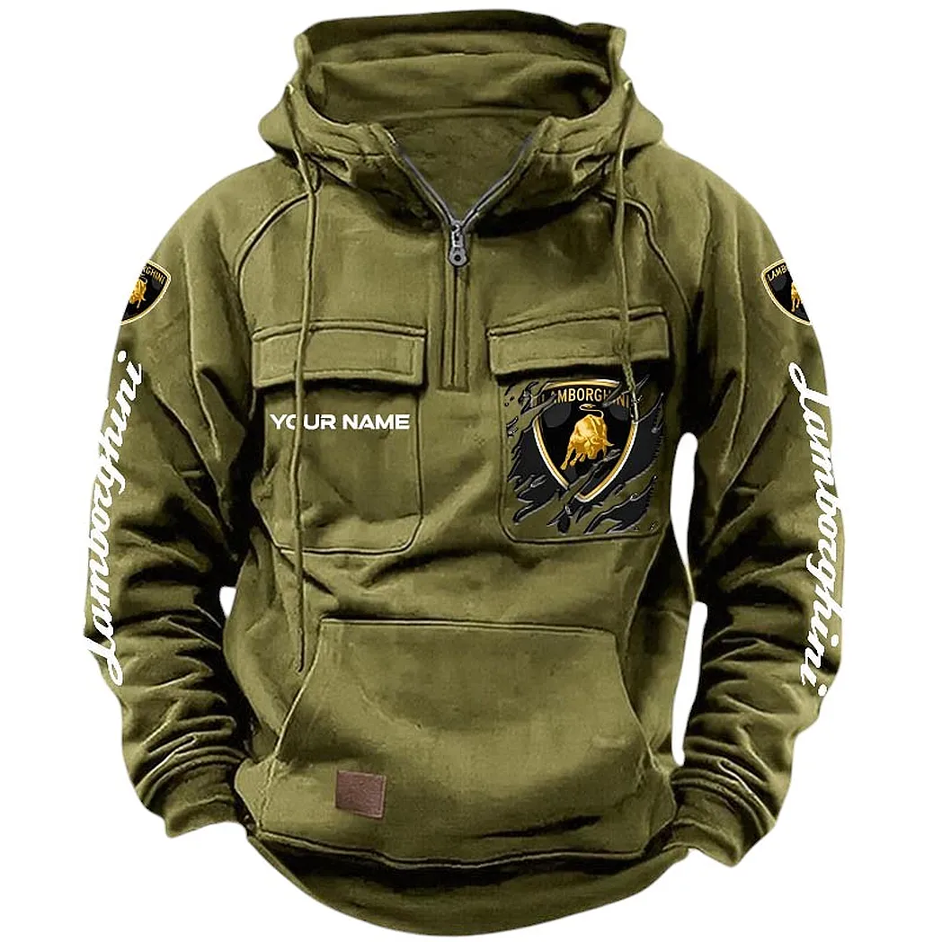 Lamborghini Hoodie Tactical Quarter Zip, Gift For Lamborghini Lovers CAR164022425186 - Army Green