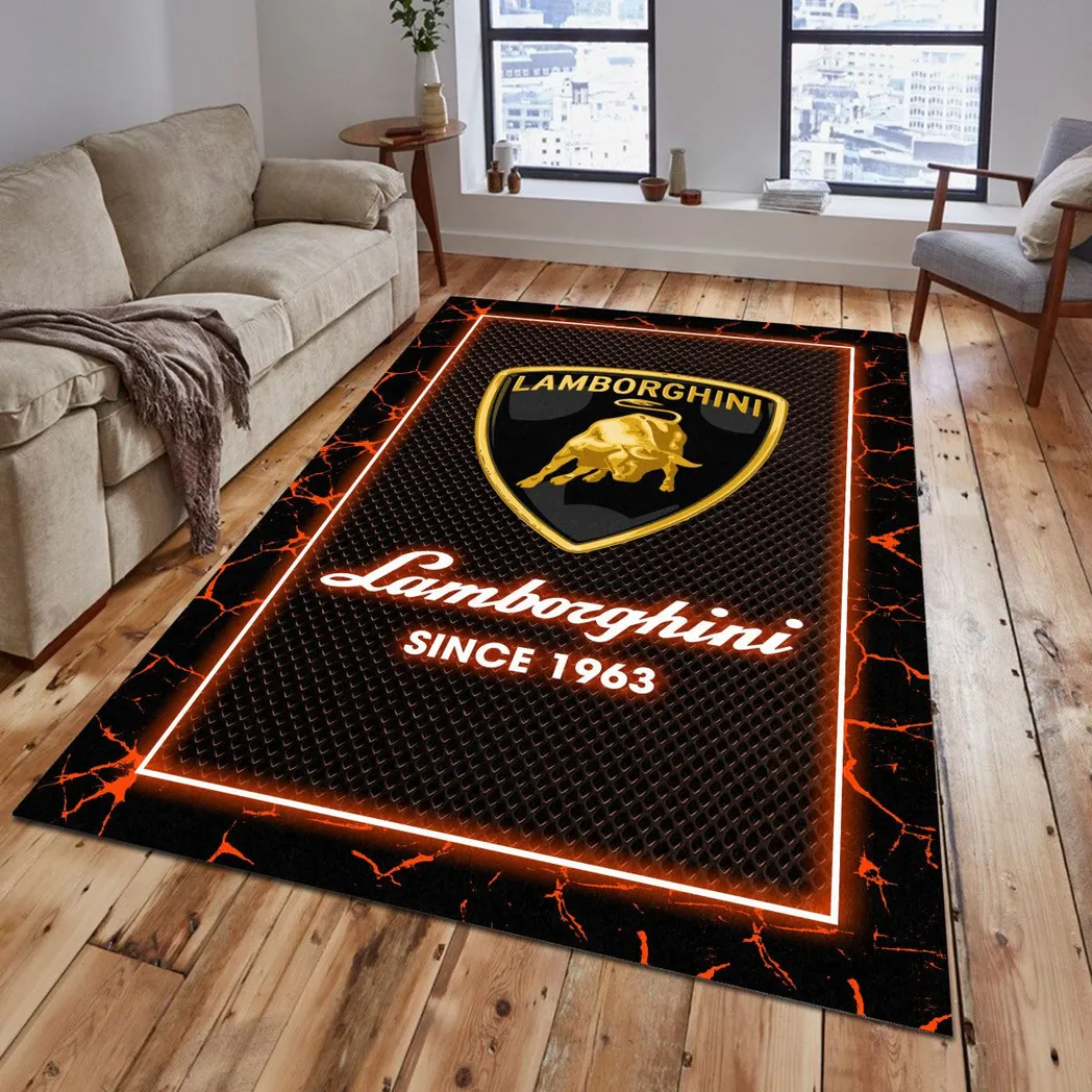 Lamborghini Rug, Gift For Lamborghini Lovers, Gift For Him, Husband, Boyfriend CAR5202192542 - Orange