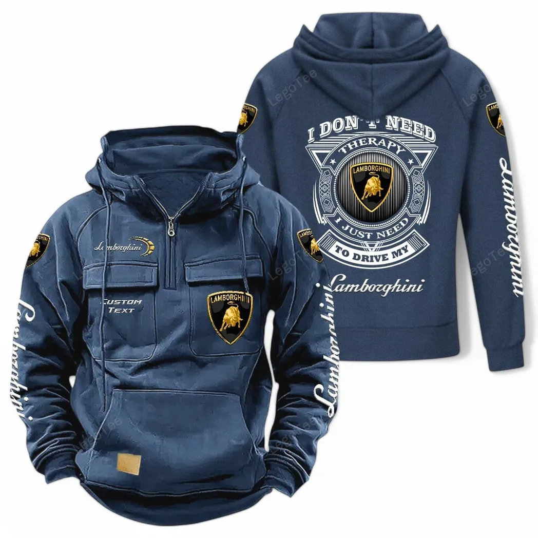 Lamborghini Tactical Quarter Zip Hoodie CAR106021525029, Gifts For Men, Him, Husband, Boyfriend - Dark Blue