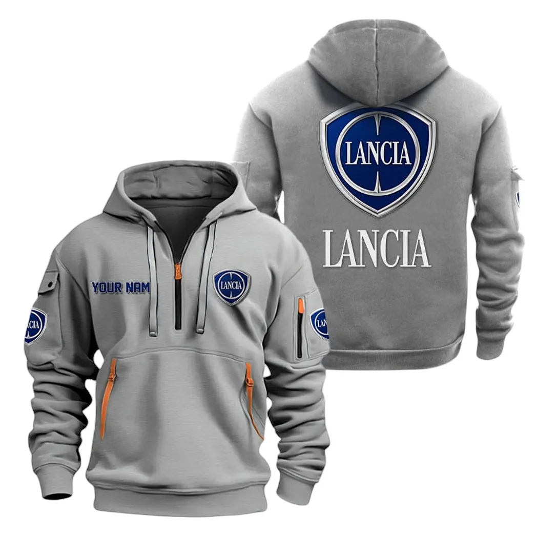 Lancia Half Zip Hoodie For Men, Gift For Lancia Lovers CAR20022125740 - Gray