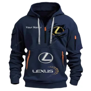 Lexus Half Zip Hoodie CAR113021425795, Best Gift for Him, Husband, Boyfriend - Navy