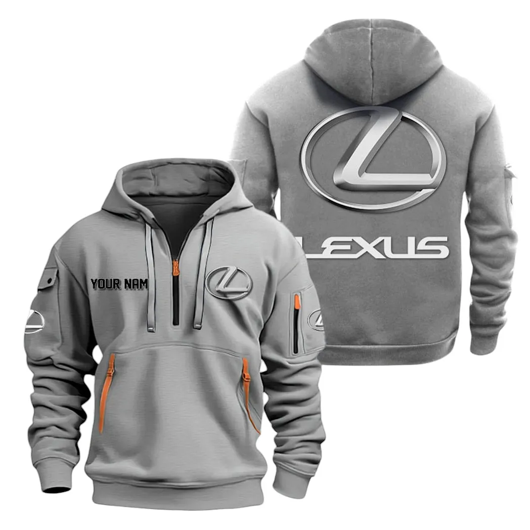 Lexus Half Zip Hoodie For Men, Gift For Lexus Lovers CAR20022125757 - Gray