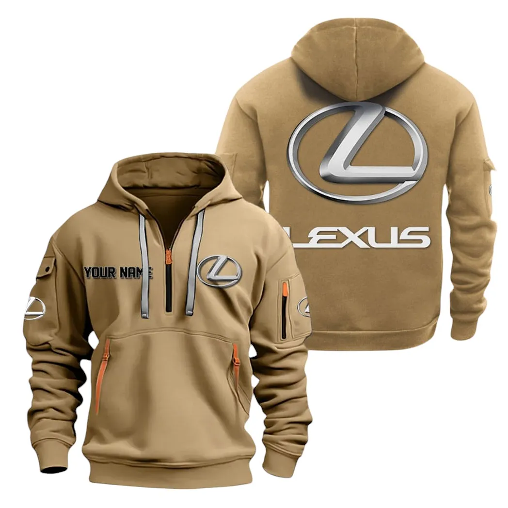 Lexus Half Zip Hoodie For Men, Gift For Lexus Lovers CAR20022125757 - Khaki