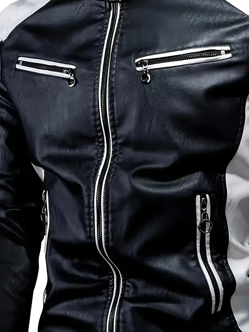Lexus Men's PU Leather Jacket  CAR0401022204, CAR All Over Print Men's PU Leather Jacket - Black