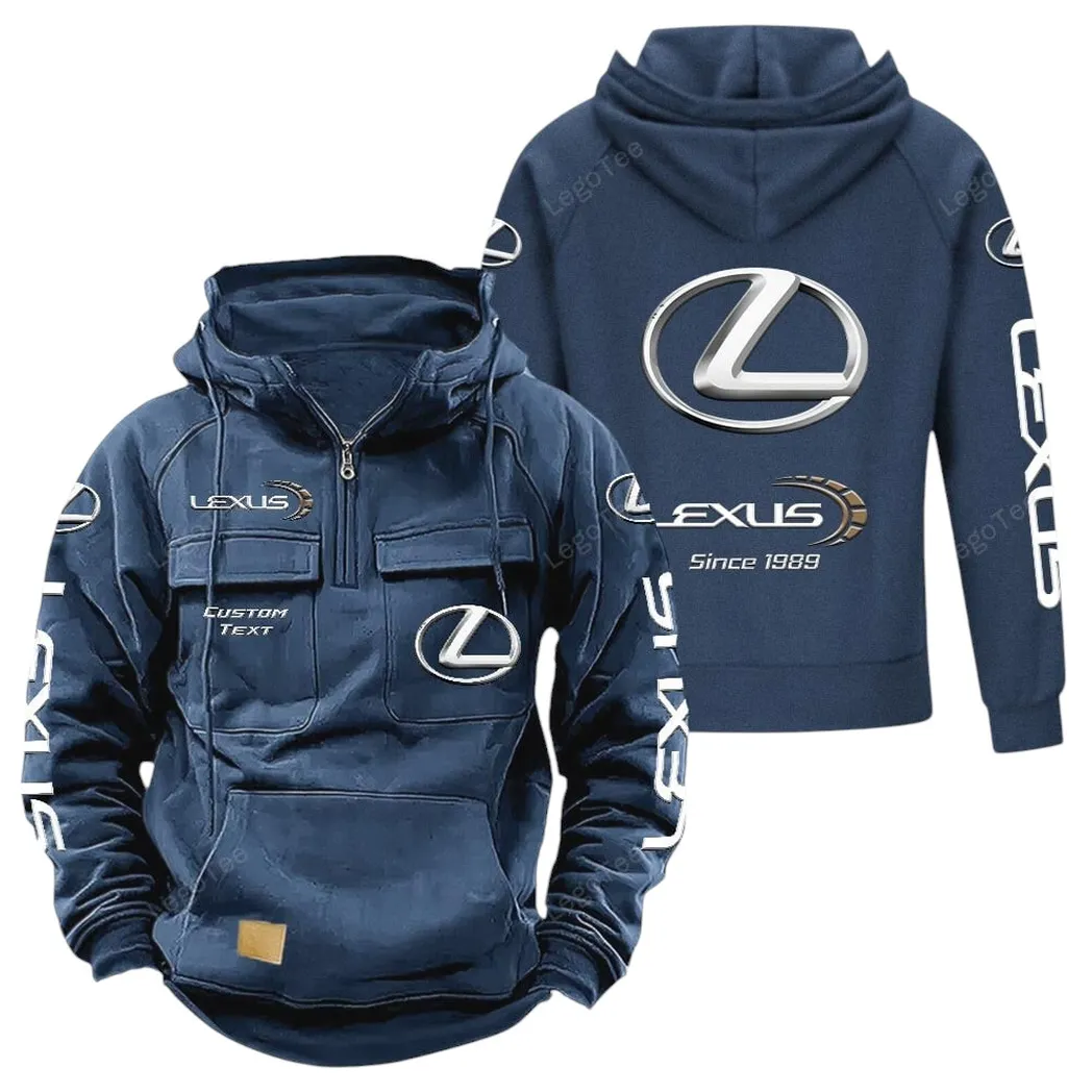 Lexus Tactical Quarter Zip Hoodie, Gift For Lexus Lovers, Gift For Him, Husband, Boyfriend - Dark Blue CAR96021425742-3