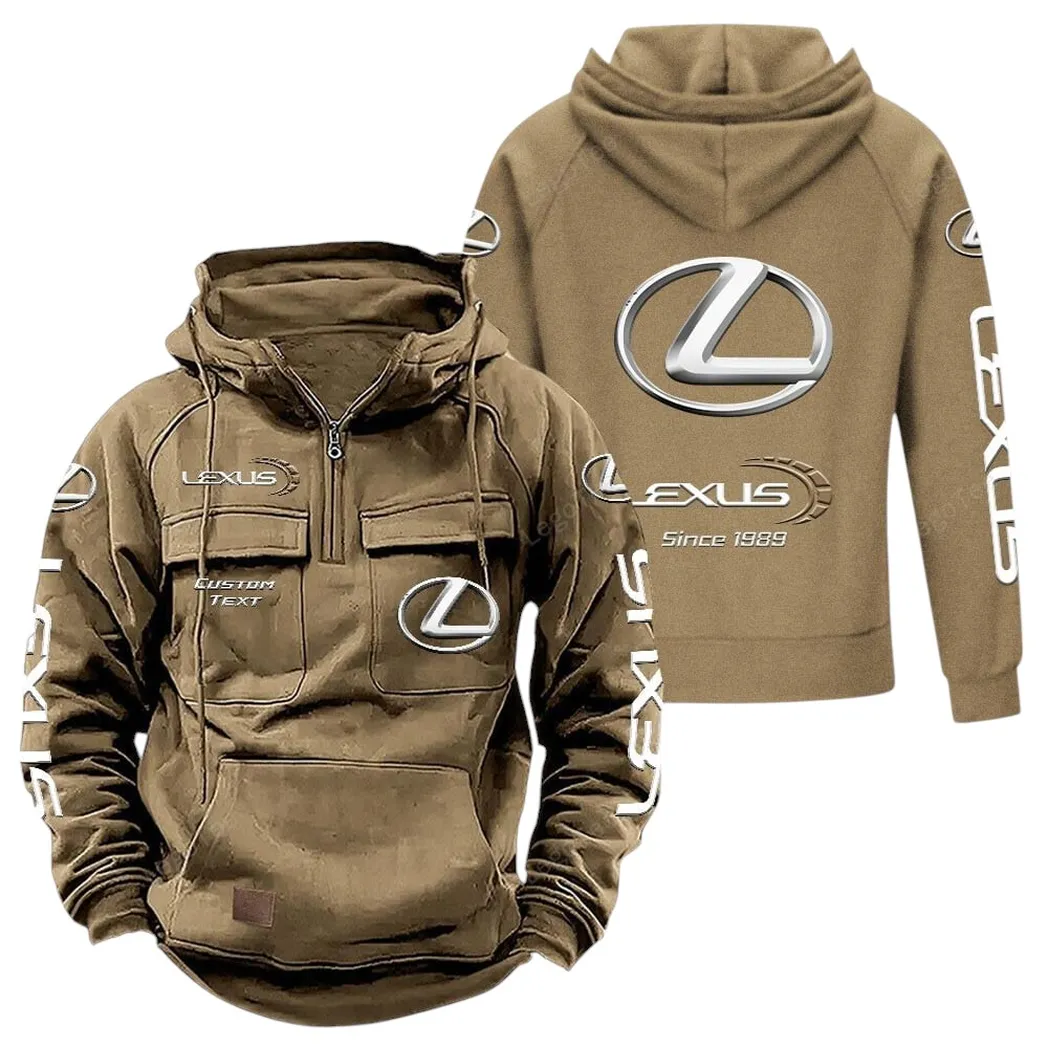 Lexus Tactical Quarter Zip Hoodie, Gift For Lexus Lovers, Gift For Him, Husband, Boyfriend - Khaki CAR96021425742-4