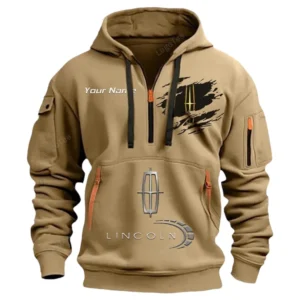 Lincoln Half Zip Hoodie CAR113021425837, Best Gift for Him, Husband, Boyfriend - Khaki