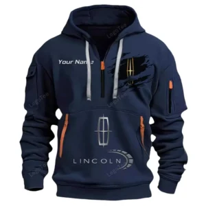 Lincoln Half Zip Hoodie CAR113021425837, Best Gift for Him, Husband, Boyfriend - Navy
