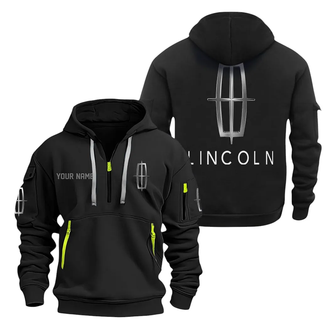 Lincoln Half Zip Hoodie For Men, Gift For Lincoln Lovers CAR20022125746 - Black