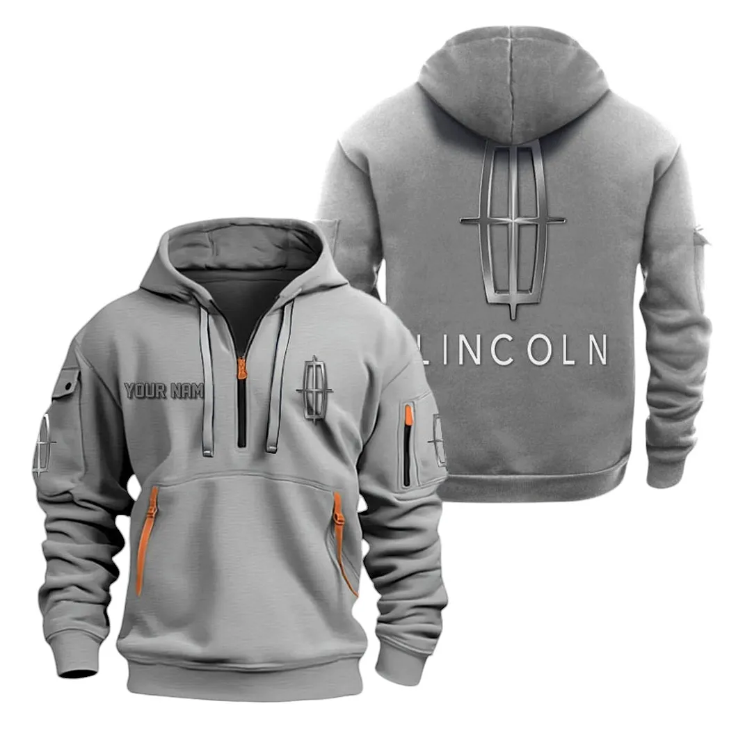 Lincoln Half Zip Hoodie For Men, Gift For Lincoln Lovers CAR20022125746 - Gray