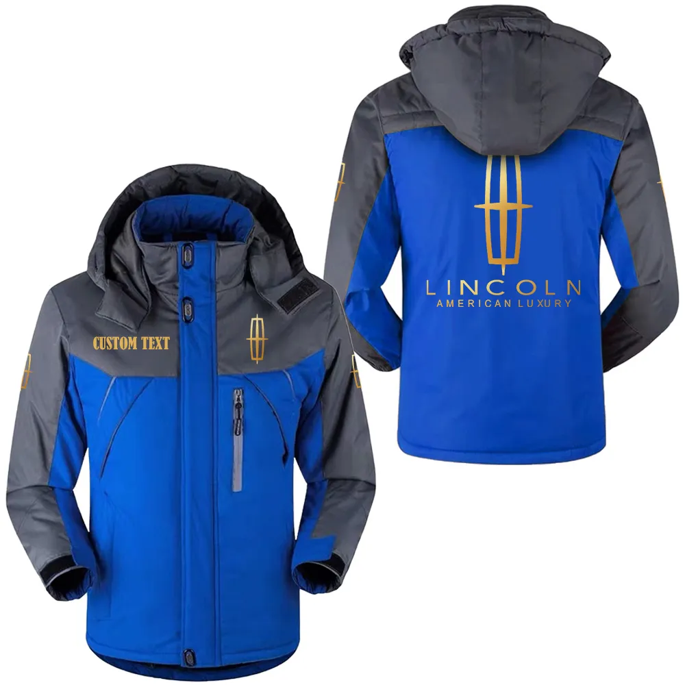 Lincoln Hooded Fleece Long Jacket HFLJ0112312089, CAR All Over Print Hooded Fleece Long Jacket - Blue
