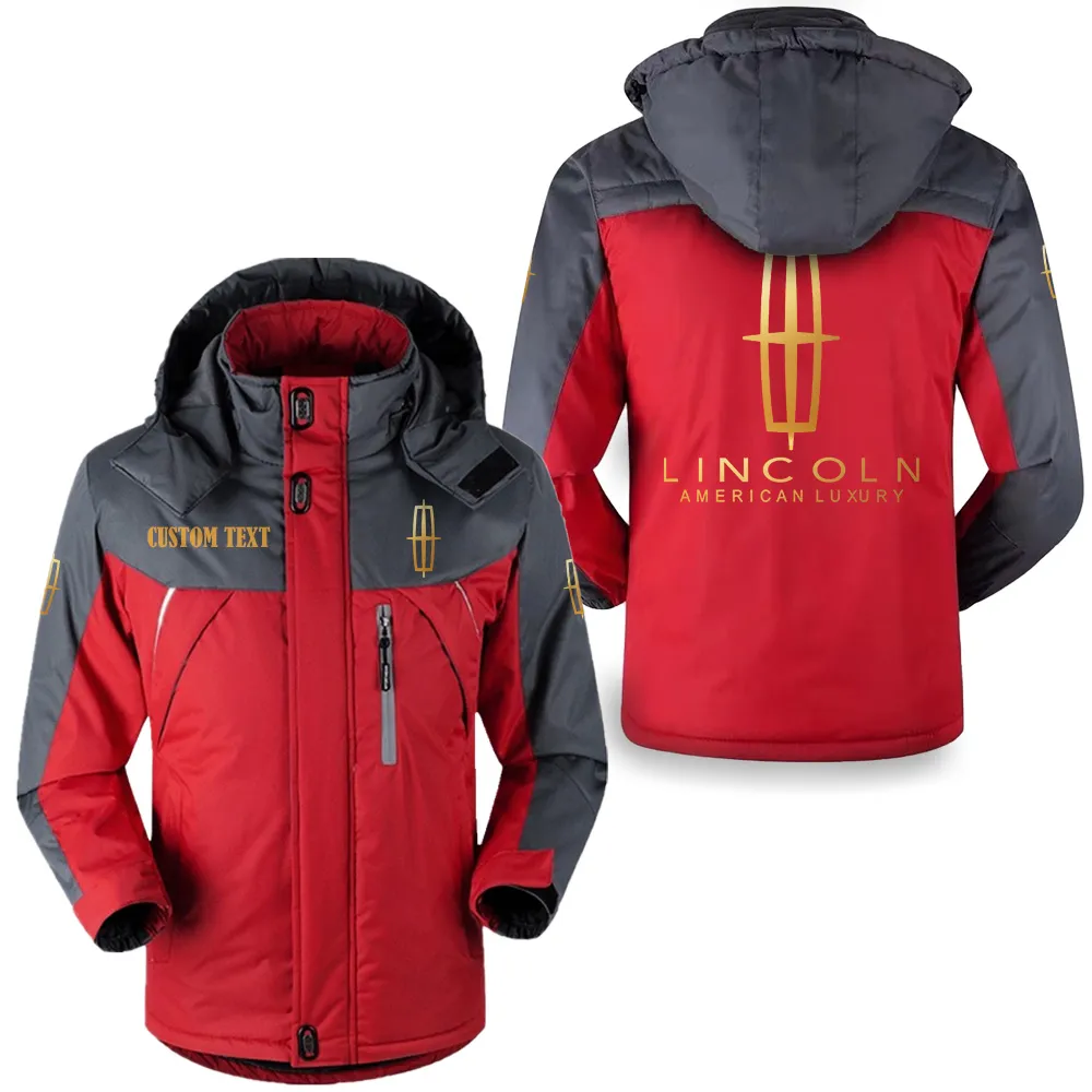 Lincoln Hooded Fleece Long Jacket HFLJ0112312089, CAR All Over Print Hooded Fleece Long Jacket - Red