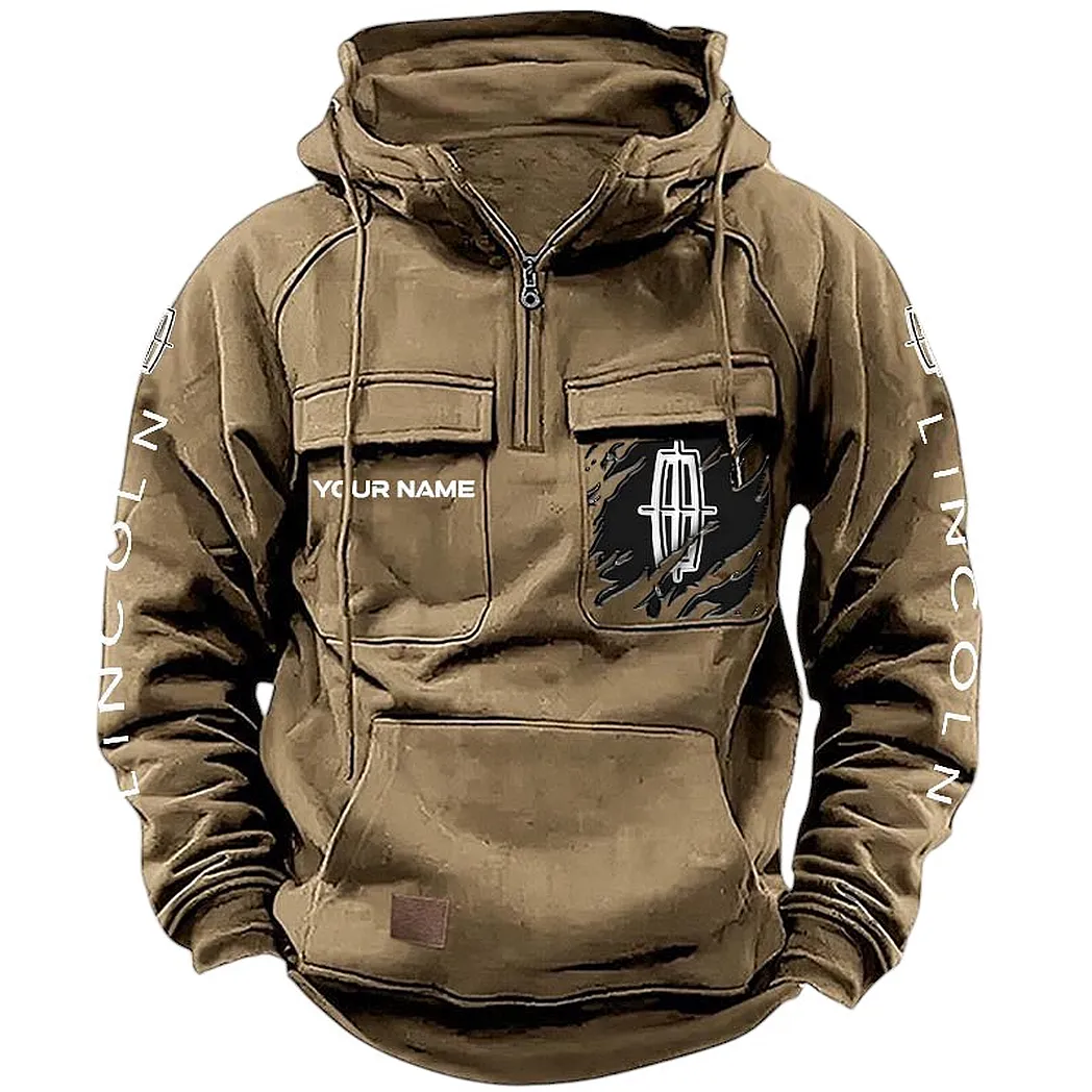 Lincoln Hoodie Tactical Quarter Zip, Gift For Lincoln Lovers CAR164022425180 - Khaki