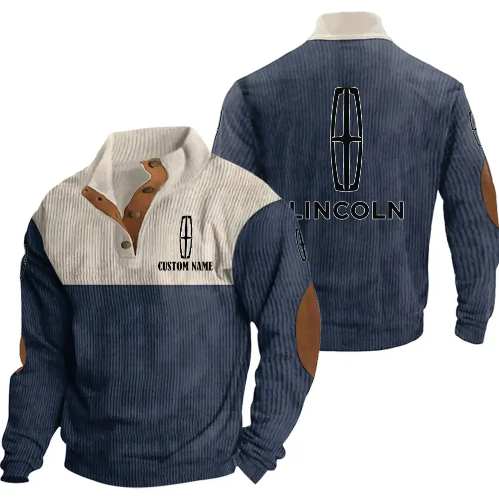 Lincoln Stand Up Collar Base Shirt CAR20012109, CAR All Over Print Stand Up Collar Base Shirt - Navy Blue