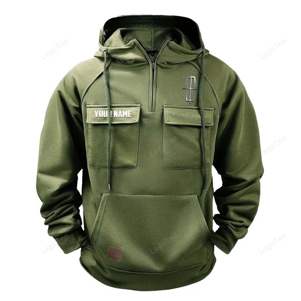 Lincoln Tactical Quarter Zip Hoodie, Gift For Lincoln Lovers, Gift For Him, Husband, Boyfriend - Army Green CAR109021425406-1
