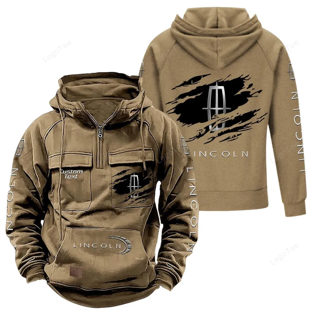 Lincoln Tactical Quarter Zip Hoodie, Gift For Lincoln Lovers, Gift For Him, Husband, Boyfriend - Khaki CAR122021425040-4