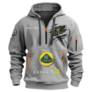 Lotus Cars Half Zip Hoodie CAR113021425835, Best Gift for Him, Husband, Boyfriend - Gray